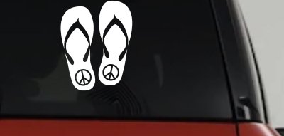 Peace Sign on Flip Flops Car or Truck Window Vinyl Decal Sticker
