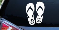 Peace Sign on Flip Flops Car or Truck Window Decal Sticker