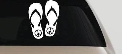 Peace Sign on Flip Flops Car or Truck Window Vinyl Decal Sticker