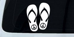 Peace Sign on Flip Flops Car or Truck Window Decal Sticker
