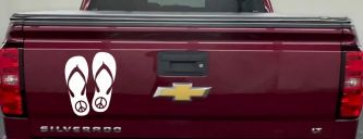 Peace Sign on Flip Flops Car or Truck Window Decal Sticker (White)