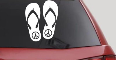 Peace Sign on Flip Flops Car or Truck Window Vinyl Decal Sticker