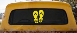 Peace Sign on Flip Flops Car or Truck Window Decal Sticker (Yellow)