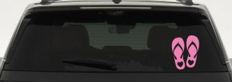Hearts Love Flip Flops Car or Truck Window Decal Sticker (Pink)