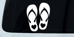 Hearts Love Flip Flops Car or Truck Window Decal Sticker