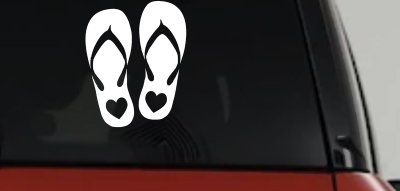 Hearts Love Flip Flops Car or Truck Window Vinyl Decal Sticker