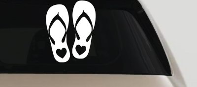 Hearts Love Flip Flops Car or Truck Window Vinyl Decal Sticker