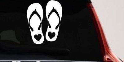 Hearts Love Flip Flops Car or Truck Window Vinyl Decal Sticker