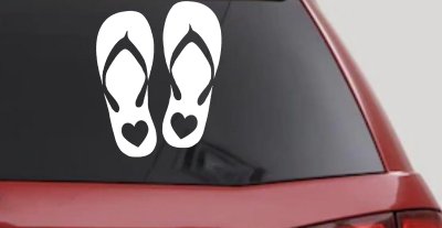 Hearts Love Flip Flops Car or Truck Window Vinyl Decal Sticker