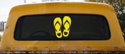 Hearts Love Flip Flops Car or Truck Window Decal Sticker (Yellow)