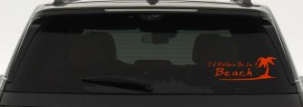 I'd Rather Be On A Beach with Palm Tree Car or Truck Window Decal Sticker (Orange Red)