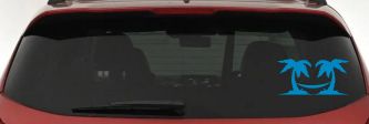 Palm Trees with Hammock Beach Car or Truck Window Vinyl Decal Sticker (Blue)