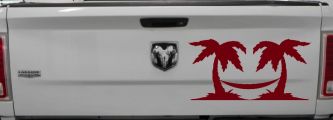 Palm Trees with Hammock Beach Car or Truck Window Decal Sticker (Burgundy)