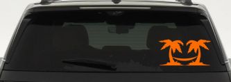 Palm Trees with Hammock Beach Car or Truck Window Decal Sticker (Orange)