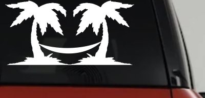 Palm Trees with Hammock Beach Car or Truck Window Vinyl Decal Sticker
