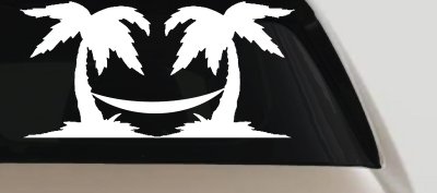 Palm Trees with Hammock Beach Car or Truck Window Vinyl Decal Sticker