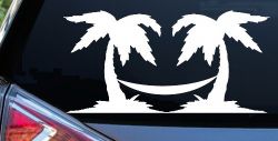 Palm Trees with Hammock Beach Car or Truck Window Decal Sticker