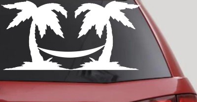 Palm Trees with Hammock Beach Car or Truck Window Vinyl Decal Sticker