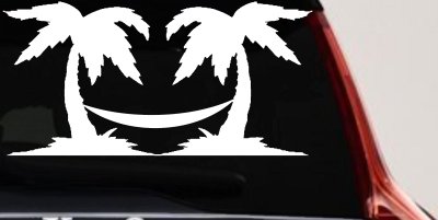Palm Trees with Hammock Beach Car or Truck Window Vinyl Decal Sticker