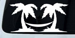 Palm Trees with Hammock Beach Car or Truck Window Decal Sticker
