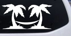 Palm Trees with Hammock Beach Car or Truck Window Decal Sticker