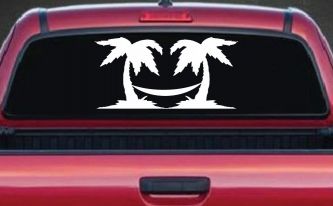 Palm Trees with Hammock Beach Car or Truck Window Decal Sticker