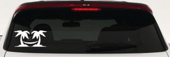 Palm Trees with Hammock Beach Car or Truck Window Decal Sticker (White)