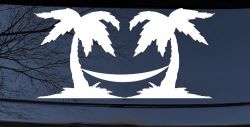 Palm Trees with Hammock Beach Car or Truck Window Decal Sticker