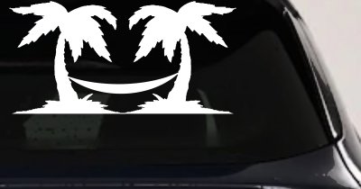 Palm Trees with Hammock Beach Car or Truck Window Vinyl Decal Sticker