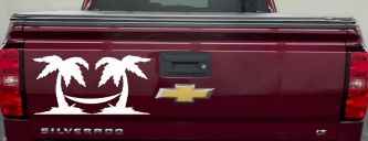 Palm Trees with Hammock Beach Car or Truck Window Decal Sticker (White)