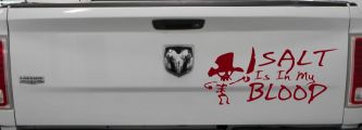 Cute Pirate Skeleton Salt Is In My Blood Funny Car or Truck Window Decal Sticker (Burgundy)