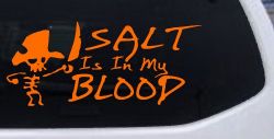 Cute Pirate Skeleton Salt Is In My Blood Funny Car or Truck Window Decal Sticker (Orange)