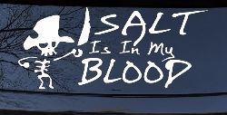 Cute Pirate Skeleton Salt Is In My Blood Funny Car or Truck Window Decal Sticker