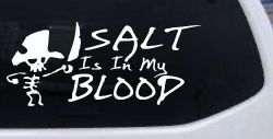Cute Pirate Skeleton Salt Is In My Blood Funny Car or Truck Window Decal Sticker