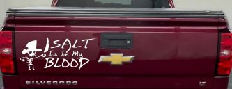 Cute Pirate Skeleton Salt Is In My Blood Funny Car or Truck Window Decal Sticker (White)