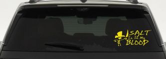 Cute Pirate Skeleton Salt Is In My Blood Funny Car or Truck Window Decal Sticker (Yellow)