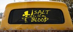 Cute Pirate Skeleton Salt Is In My Blood Funny Car or Truck Window Decal Sticker (Yellow)
