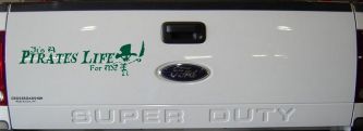 It's A Pirates Life For Me Pirate Skeleton Funny Car or Truck Window Decal Sticker (Dark Green)