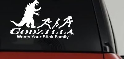 Godzilla Wants Your Stick Family Funny Car or Truck Window Vinyl Decal Sticker