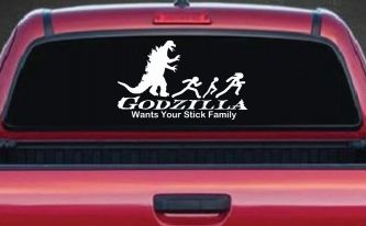 Godzilla Wants Your Stick Family Funny Car or Truck Window Decal Sticker