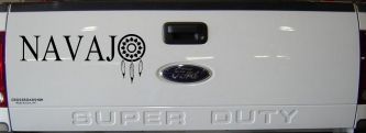 Navaho with Dreamcatcher O Native American Indian Dream Catcher Car or Truck Window Decal Sticker (Black)