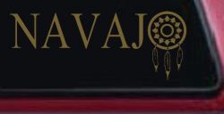 Navaho with Dreamcatcher O Native American Indian Dream Catcher Car or Truck Window Decal Sticker (Gold)