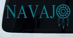 Navaho with Dreamcatcher O Native American Indian Dream Catcher Car or Truck Window Vinyl Decal Sticker (Turquoise Blue)
