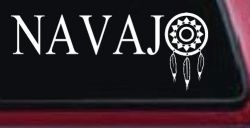 Navaho with Dreamcatcher O Native American Indian Dream Catcher Car or Truck Window Decal Sticker