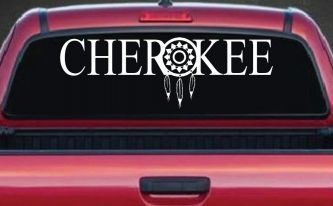 Cherokee Indian with Dreamcatcher O Native American Indian Dream Catcher Car or Truck Window Decal Sticker