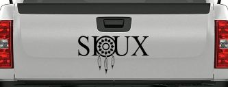 Soux with Dreamcatcher O Native American Indian Dream Catcher Car or Truck Window Vinyl Decal Sticker (Black)