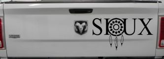 Soux with Dreamcatcher O Native American Indian Dream Catcher Car or Truck Window Decal Sticker (Black)