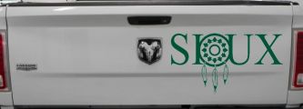 Soux with Dreamcatcher O Native American Indian Dream Catcher Car or Truck Window Decal Sticker (Dark Green)
