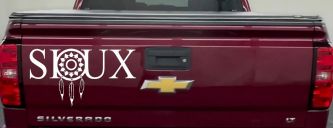 Soux with Dreamcatcher O Native American Indian Dream Catcher Car or Truck Window Vinyl Decal Sticker (White)