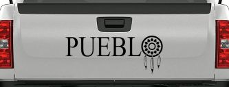 Pueblo with Dreamcatcher O Native American Indian Dream Catcher Car or Truck Window Vinyl Decal Sticker (Black)